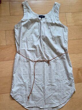 Velour sz S-M Effortless Style Cotton Swiss Dot Beige Summer Dress from France